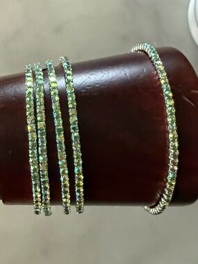 Green AB Rhinestone Stretch Tennis Bracelets New